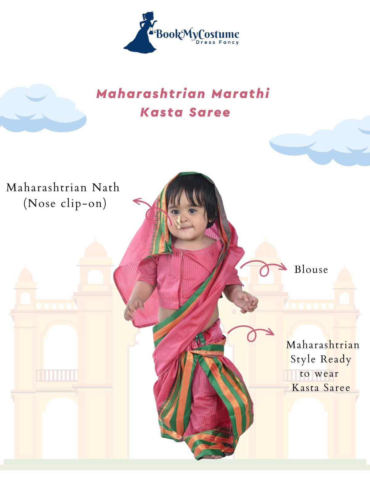 Buy BookMyCostume Maharashtrian Marathi Kasta Sari Lavani Dance Fancy Dress  Costume for Girls 5-6 years Online at Lowest Price Ever in India | Check  Reviews & Ratings - Shop The World