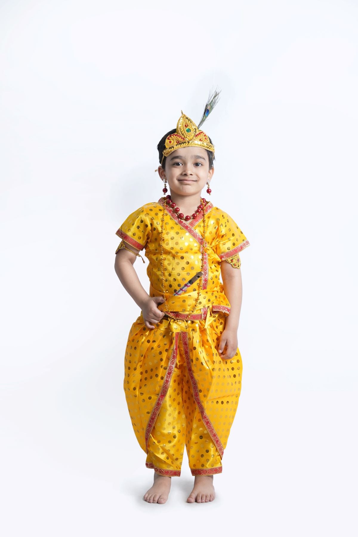 Buy or Rent Teacher Yellow Saari Kids Fancy Dress Costume Online