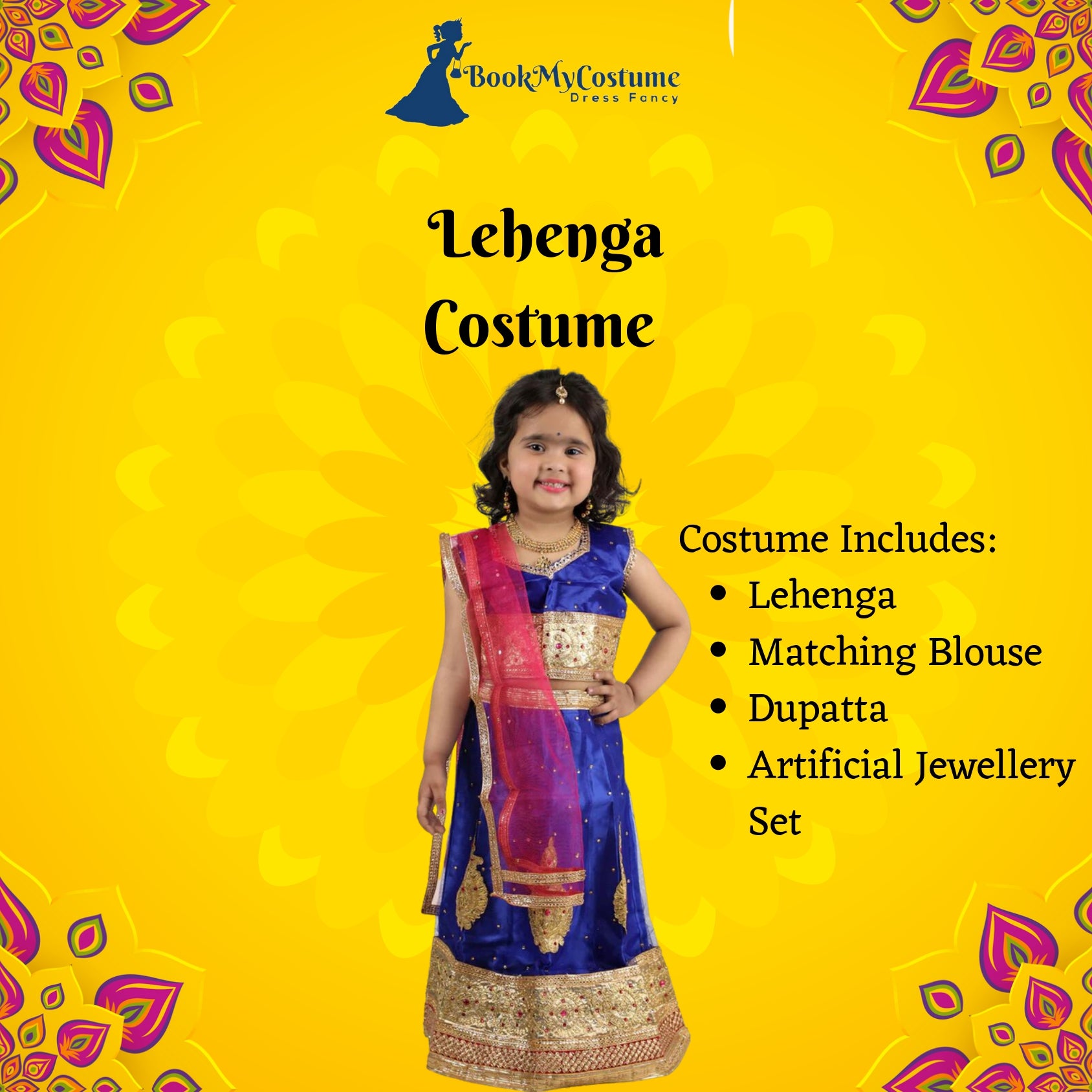 Yellow Girls Radha Fancy Dress Costume For Baby Girl With Accessories at Rs  250 in Ghaziabad
