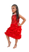 Red Balloon Frock Western Dance Costume Dress for Girls - Premium