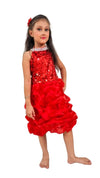 Red Balloon Frock Western Dance Costume Dress for Girls - Premium