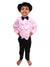 Ballroom Western Dance Pink Frill Shirt Black Pant Hat & Bow Set Kids Fancy Dress Costume