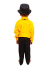Ballroom Western Dance Yellow Frill Shirt Black Pant Hat & Bow Set Kids Fancy Dress Costume
