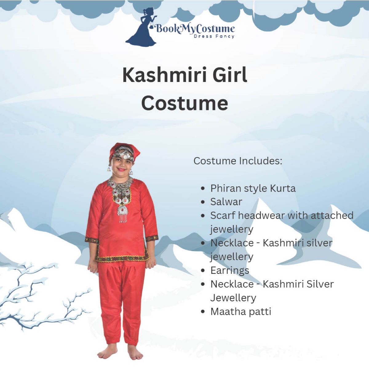 Kids Kashmiri Girl Costume, Red, 3-21 Years at Rs 850 in Ghaziabad | ID:  27144069933
