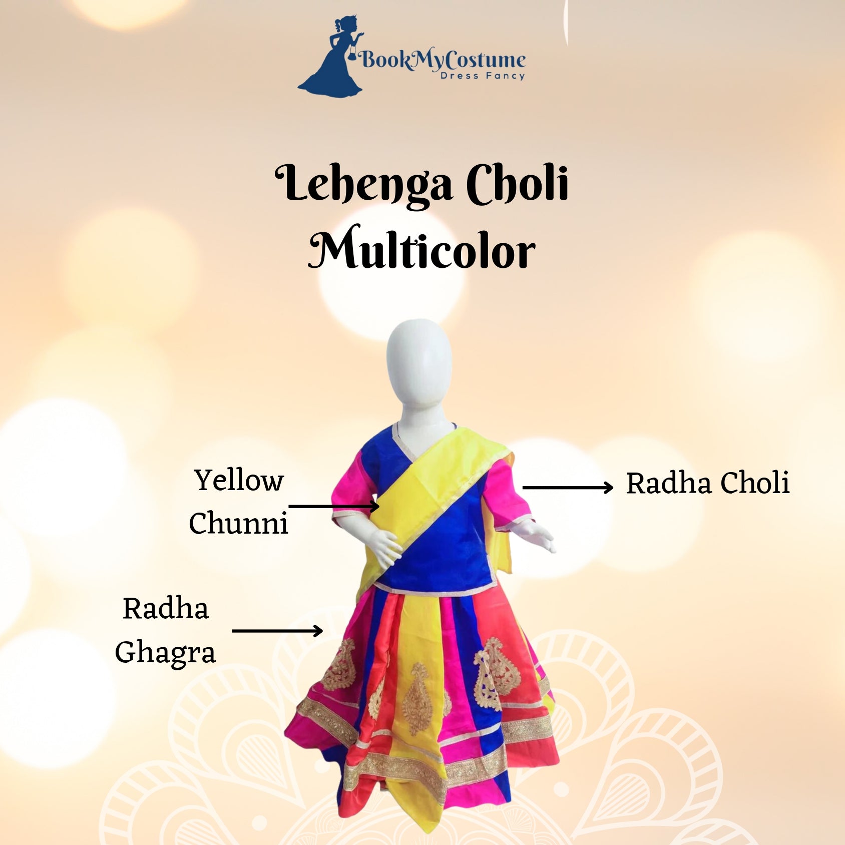 Buy AHHAAAA Kids Ethnic Cotton Blend Radha Dress/Lehenga Choli/Chania Choli  Set For Girls Y0024N (6-12 Months, Black) at Amazon.in