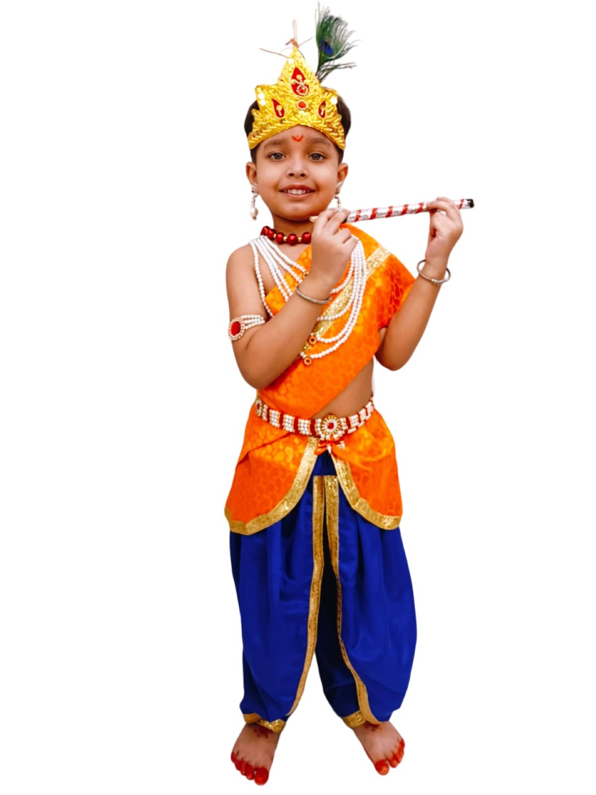 Krishna Dress Dhoti Kurta Stole Janmashtami Kids Fancy Dress Costume