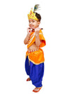 BookMyCostume Krishna Costume with Heavy Jewellery and Mukut Set - Janmashtami Premium Dress for Baby Kanha Boys & Girls - Blue & Orange