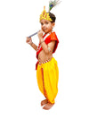 BookMyCostume Krishna Yellow Costume Dhoti & Red Patka with Light Pearl Jewellery and Mukut Set - Janmashtami Dress Costume for Baby Kanha Laddu Gopal - Boys & Girls