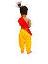 BookMyCostume Krishna Yellow Costume Dhoti & Red Patka with Light Pearl Jewellery and Mukut Set - Janmashtami Dress Costume for Baby Kanha Laddu Gopal - Boys & Girls