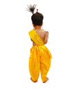 BookMyCostume Krishna Yellow Polka Dot Costume Dhoti Patka with Heavy Pearl Jewellery and Mukut Set - Janmashtami Dress Costume for Baby Kanha - Boys & Girls