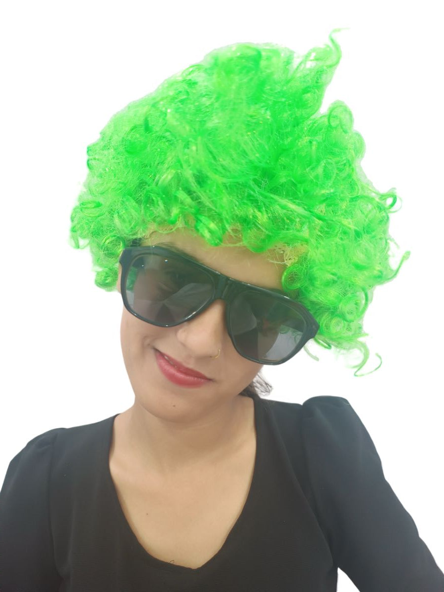 BookMyCostume Buy Green Curly Hair Wig Unisex Adult & Kids Fancy Dress Costume Accessory