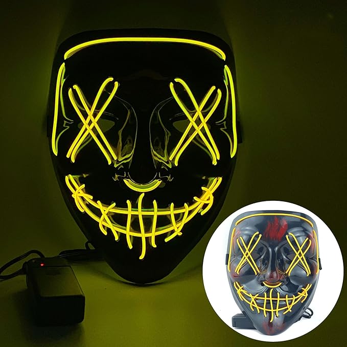 BookMyCostume Halloween Mask Color Changing Modes for Horror Gangesta LED Mask for Halloween Costume Cosplay party for adults