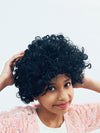 Black Curly Hair Wig Unisex Adult & Kids Fancy Dress Costume Accessory