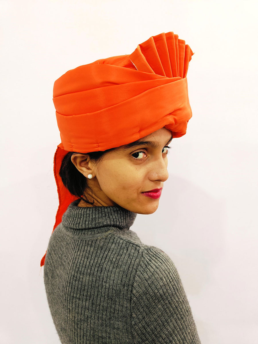 BookMyCostume Orange Traditional Pagdi Turban for Barati & Function Kids Fancy Dress Accessory