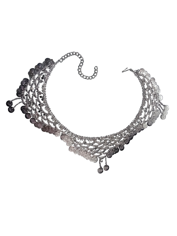 Indian Gypsy Banjara Silver Coin Heavy Waist Chain Kamarband Fancy Dre