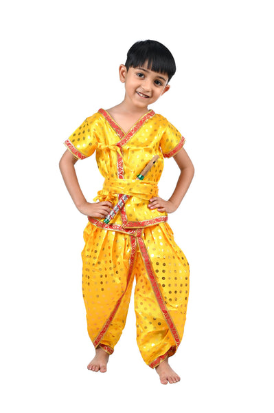 Raj Fancy Dresses Krishna Dress for Kids, Baby Krishna Dress for  Janmashtami with Krishna Mukut, Peacock