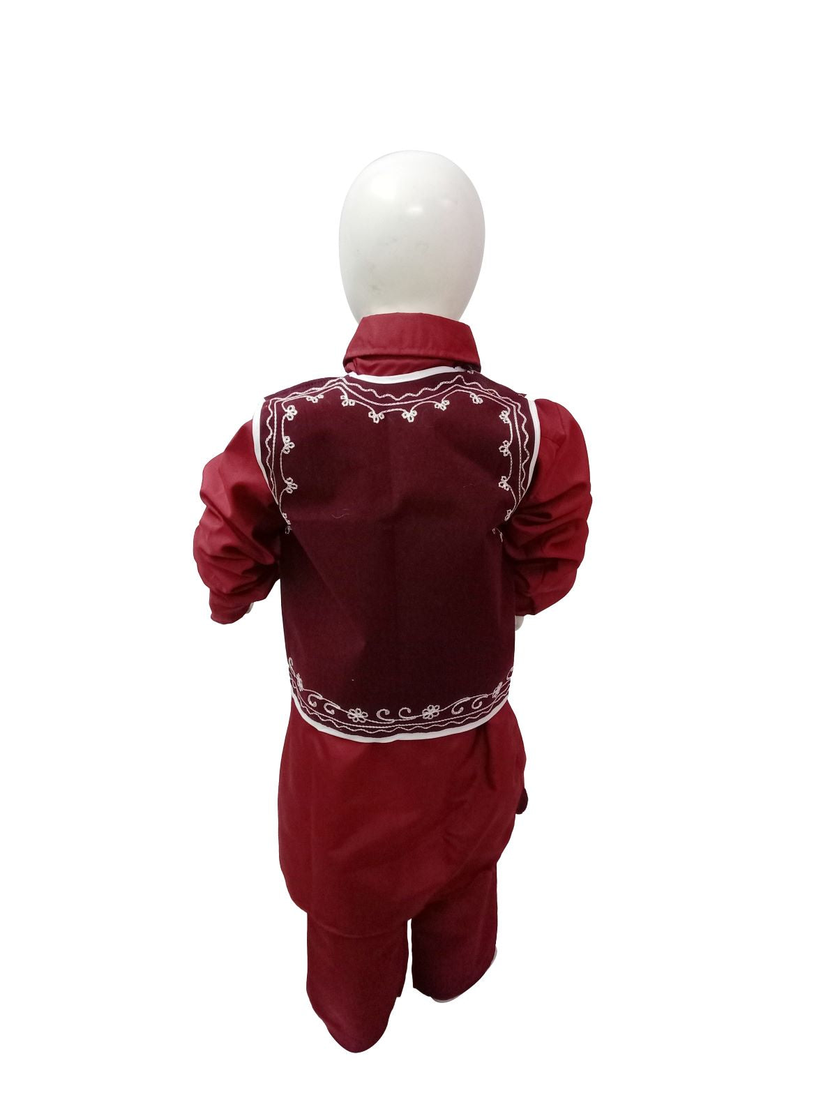 Buy AJ Dezines Boys Cotton Roll-Up Sleeve Pathani Suit-Maroon (Set of 2)  online