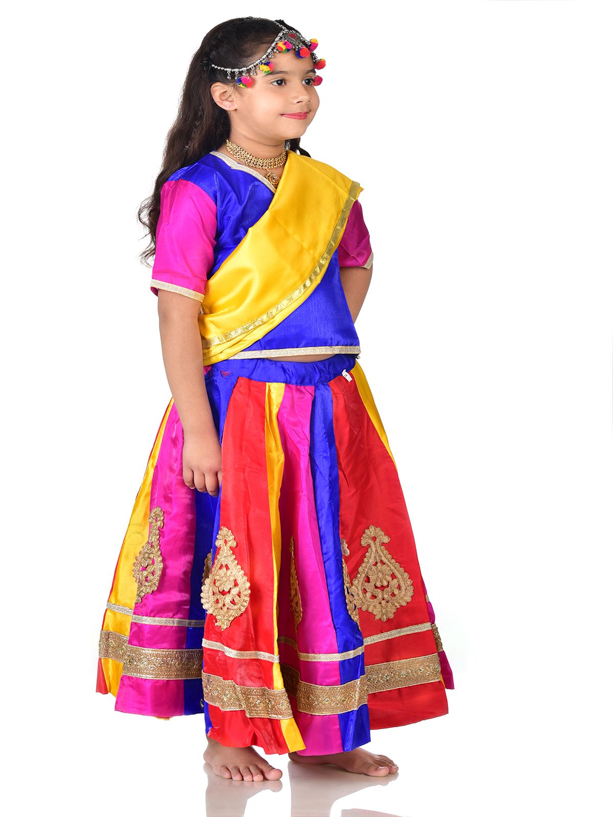 Buy TrendyKidz Traditional Kerala Onam Pattu Pavada,Pattu Langa(Pattu  Pavadai for Girls) South Indian Lehenga Choli for Girls Kids(Sandal Peacock  Boarder) Online at desertcartINDIA