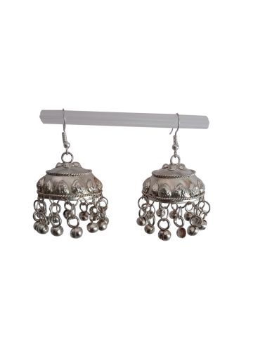 Oxidised Silver Jhumka with Ghungroo Charm Earring for Women - Mrigangi